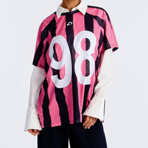 Camiseta Deportiva Unisex Oversize Rosa de Malla con Estampado Gráfico de Rayas y Número, Transpirable, para Fútbol Americano - Proveedor Deportivo - Product Image 3