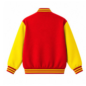 เสื้อแจ็คเก็ตนักกีฬามหาวิทยาลัย NSPDK สีแดงและเหลือง ปักลายตัวอักษรกรีก สไตล์เบสบอล สำหรับผู้หญิง - Product Image 5