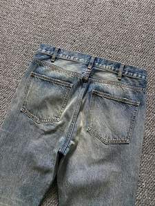 Pantalones Cargo Vaqueros Ligeros de Algodón 100% con Efecto Desgastado, Transpirables, Lavado Ácido, de Cintura Alta, Pierna Ancha Personalizable para Hombre - Product Image 5