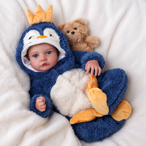 Babeside 20 Zoll Realistische Babypuppe <span class=keywords><strong>Loyd</strong></span> Junge Reborn-Babypuppen Blaues Pinguin-Outfit Niedlicher Weicher Vinyl-Körper Einzelhandel OEM-Lieferung - Product Image 3