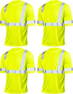Safety ANSI Class 2 Reflective Polo Shirt Hi Vi <b>Construction</b> Short Sleeve T-Shirt Workwear with Reflective Tape - Product Image 1