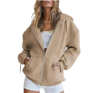 High Quality Cotton <b>Fleece</b> <b>Zip</b> <b>up</b> <b>Hoodie</b> Heavy Weight Oversized Zipper <b>Hoodie</b> Custom Manufacturer For Women - Product Image 5