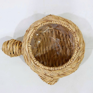 Maceta de Jacinto de Agua Natural en Forma de Tortuga, Hecha a Mano, con Revestimiento de Plástico para Decoración - Product Image 3