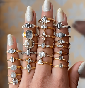 Anillos de Diamantes Naturales Marrones RCK Global, Anillos de Boda con Diamantes Grises en Corte Rosa, Chapados en Oro Sólido de 10K, 14K y 18K - Product Image 2