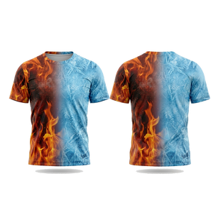 T-shirt décontracté haut de gamme en tricot avec impression intégrale par sublimation, 100 % polyester, col rond, manches courtes, design personnalisé - Product Image 1