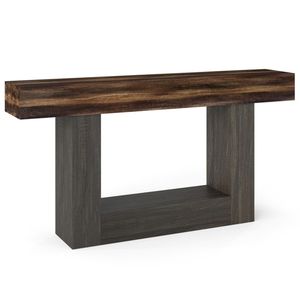 Consolle in MDF a 2 livelli, lunga 63 pollici, con protezione anticaduta, stile rustico, per ingresso, soggiorno o corridoio - Product Image 3