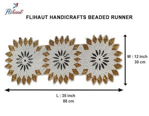 Embroidered Floral <b>Table</b> <b>Runner</b> Bohemian Home Decor Washable Cloth Yellow Gold Pattern - Product Image 5