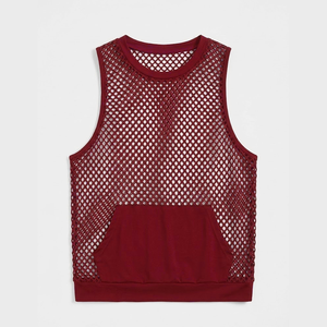 Factory Price Breathable Men Sports Mesh Sleeveless Mesh <b>Singlets</b> for Men Transparent Vest for Sale Transparent Vest - Product Image 4