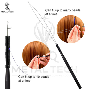 Curved Wire Loop Micro Bead Threading Needle Flexible Extension <b>Puller</b> Matte Black Handle Salon Equipment Sourcing - Product Image 5