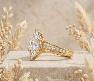 แหวนหมั้นเพชรทรงมาร์คีส์ 2.50 กะรัต ทองคำขาว 14K หรูหรา ดีไซน์แหวนแยกส่วนประดับเพชรแบบพาเว่ ขายส่ง - Product Image 3