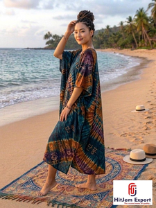 Printed Women <b>Kaftan</b> Dress Lightweight Comfortable Beach Wear Loose Fit Elegant <b>Summer</b> Style Custom Bulk Manufacturing Supply - Product Image 6