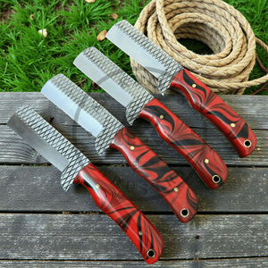 Cuchillo de caza y vaquero de hoja fija de acero de Damasco hecho a mano con punta de gota, tipo Bull Cutter, para exteriores y ranchos, con mango de resina de grado industrial OEM - Product Image 6