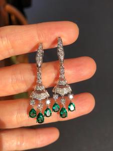 14K Gold 0.74 Ct Lab Grown Diamond 4 Stone Dangle Stud Earrings 3 Prong Setting <b>Gift</b> Party Elegant Jewelry for Women - Product Image 4