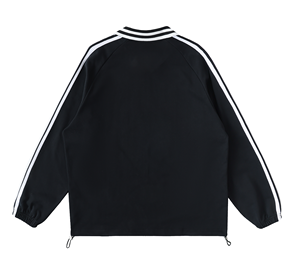 Sudadera de streetwear de talla grande unisex, cuello polo con cuello en V, manga larga a rayas, jersey casual, fabricante - Product Image 2