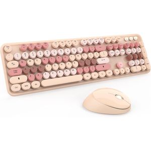 Colorful 104-Key <b>Wireless</b> Keyboard and Mouse Combo with Number Pad Compatible with Windows <b>PC</b> Notebook Laptop for Chocol - Product Image 1
