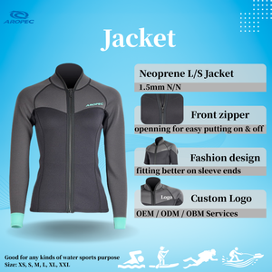 Combinaison de plongée 2 pièces pour femme en néoprène 1,5 mm avec fermeture éclair frontale, veste à manches longues et pantalon, protection UPF 50+, personnalisation OEM/ODM - Product Image 3