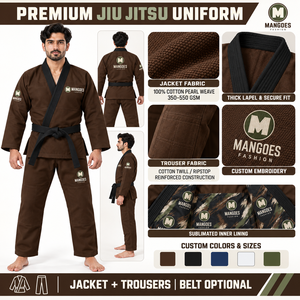 Kimono de Jiu-Jitsu Brésilien Premium MANGOES FASHION BJJ, uniforme en coton tissé perlé 440 GSM, coutures durables, léger - Product Image 6