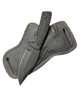 Couteau de chasse à lame fixe en acier inoxydable, lame à pointe tombante avec revêtement en poudre, manche en résine avec étui en cuir, couteau de survie pour l'extérieur - Product Image 5
