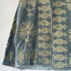 Dusty Blue <b>Velvet</b> Cotton Embroidery Breathable Handmade Suzani Inspired <b>Quilted</b> Statement Jacket - Product Image 3