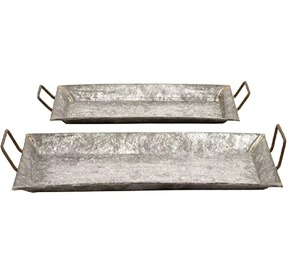 Bandeja Decorativa Cuadrada de Metal con Asa, Estilo Industrial, Acabado Galvanizado, Paquete Individual - Product Image 4