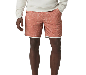 Shorts de bain écologiques pour la plage avec motif floral et lavage coloré pour un style de vie actif - Product Image 1
