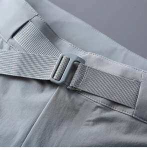 Men's Gray Solid Polyester Bermuda Shorts Mid Waist Elastic Quick Dry Casual With Zippers - Product Image 3