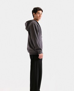 Sweat à capuche zippé oversize pour homme, couleur unie, en coton French Terry, décontracté, pour l'automne - Product Image 2