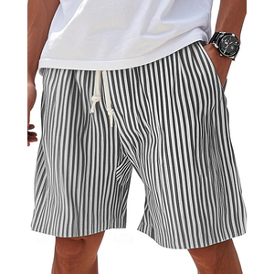Minimalist <b>Men</b> Blue White Striped Beach Shorts Casual Drawstring Swim <b>Trunks</b> <b>For</b> Summer Daily Wear Vacation Oversized Shorts - Product Image 3