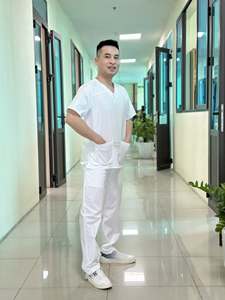 FMF Unisex Hospital <b>Scrub</b> <b>Set</b> Made in Vietnam | Polyester Rayon Woven Fabric | Seamless Fusing Finish - Product Image 2