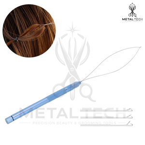 Blue Hair Extension Kit Latch Hook Pulling <b>Needle</b> Wire Loop <b>Threader</b> Holder Set for Micro Ring Beads Ventilating Tools - Product Image 2