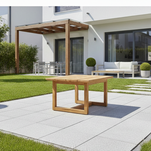 Table basse rectangulaire en teck massif Dexton au design contemporain, résistante aux intempéries, couleur naturelle, polyvalente, moderne, pour l'extérieur - Product Image 6