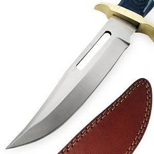 Couteau de Bushcraft professionnel A&M ENTERPRISES à lame fixe en acier inoxydable, pointe tombante, 12 pouces, manche en Micarta bleu, étui en cuir - Product Image 4