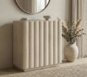 Meuble de rangement en bois festonné de luxe en gros, buffet console moderne en bois clair à 2 portes pour projets résidentiels et hôteliers - Product Image 5