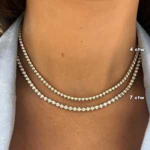Colliers tennis scintillants en diamant 4 ou 7 carats, ronds, cultivés en laboratoire, classiques, à superposer, 16 pouces, fermoir boîte sécurisé, bijoux de luxe en or massif 14 carats - Product Image 4
