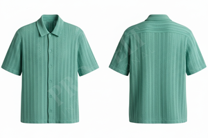 Chemises habillées décontractées à manches courtes boutonnées sur mesure, motif rayé personnalisé, confortables et élégantes pour l'été – Vente en gros - Product Image 6