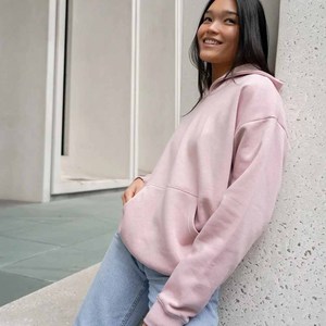 Sudadera con Capucha de Algodón Rosa de Alta Calidad para Mujer 2026, con Bolsillos Tipo Canguro, Color Sólido, Informal, Deportiva, para Invierno, con Logotipo Frontal - Product Image 6