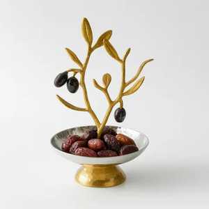 Plato Ovalado de Lujo Dorado con Borde de Cuentas para Servir Frutos Secos, Tazón de Metal para Frutas, Vajilla Metálica Skies Trader - Product Image 5