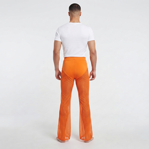 Men's Sheer Mesh <b>Flare</b> <b>Leggings</b> High Waist Elastic Waist See Through Stack Pants Men High Quality Summer Beach Transparent Pants - Product Image 2