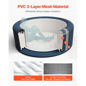 Vasca Idromassaggio Gonfiabile per 6-8 Persone, 240 x 66 cm, Spa Portatile da Esterno con 130 Getti Rilassanti e Luce LED con Poggiatesta - Product Image 5