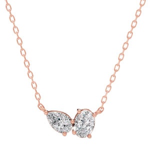 Elegant <b>Necklace</b> Oval Pear Cut Lab Grown Diamond 925 silver for Engagement Gift Everlasting Harmony Connection Pendant <b>Necklaces</b> - Product Image 6