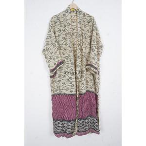 Robe de nuit kimono en soie pure indienne pour femme, douce, confortable, élégante, style japonais, florale, col en V, cordon de serrage, manches longues - Product Image 1