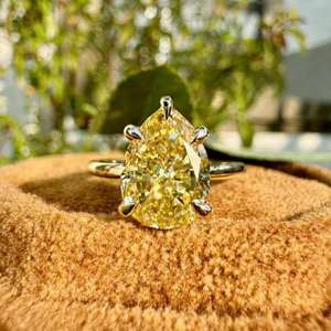 Anillo de Diamante Solitario de Corte Pera en Oro Amarillo de 14K de Lujo para Mujer, Elegante Joyería de Compromiso y Aniversario, Proveedor - Product Image 1