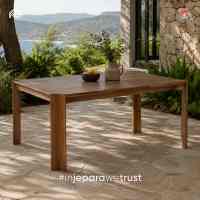 Table à manger minimaliste en teck, forme rectangulaire, design moderne, écologique, imperméable, durable, pour extérieur, ferme, hôtel
