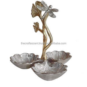 Tazón para servir frutas y nueces de alta calidad para el hogar, Hotel y restaurante, cuencos para servir con diseño de hoja de Color plateado y dorado - Product Image 4