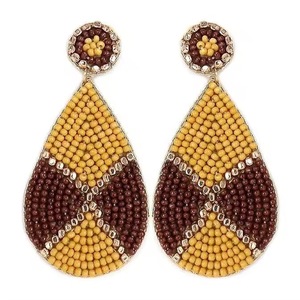Pendientes de guante de boxeo hechos a mano con cuentas, pendientes largos con borlas de patrón retro, pendientes colgantes coloridos con cuentas en forma de lágrima para - Product Image 4