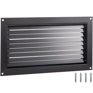 Griglia di Ventilazione Antiallagamento da 8 Pollici di Altezza x 16 Pollici di Larghezza, Struttura in Acciaio Nera da Parete per Ridurre il Rischio di Danni da Alluvione - Product Image 1