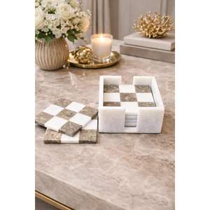 Ensemble de dessous-de-verre en marbre de qualité d'exportation, écologique, durable, lavable, en pierre naturelle pour les hôtels - Product Image 4