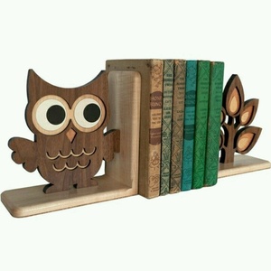 Porte-livres en bois en forme de hibou, supports de livres en bois scandinave, ensemble de 2 pièces pour la chambre des enfants - Product Image 1