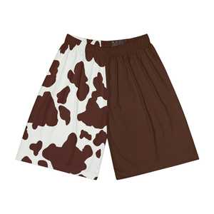 Shorts pour hommes marron à imprimé vache, taille élastique, séchage rapide, en tissu tissé décontracté, taille mi-haute, à motifs, pour le sport - Product Image 2