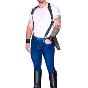 Arnés de Cuero Negro para Hombre, Correas Ajustables, Diseño Cruzado en la Espalda, Equipo de Bondage BDSM - Product Image 6